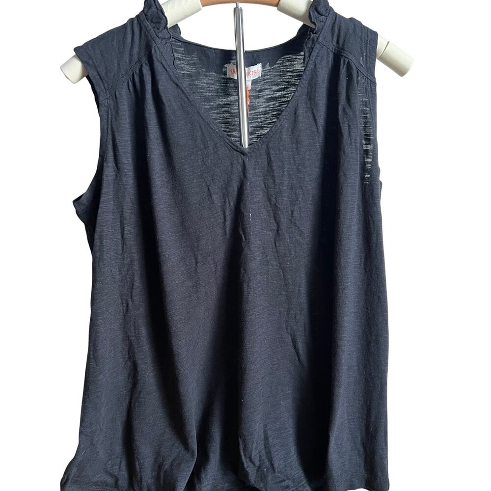 Knox Rose Women's Black Knit Ruffle Modal Tank Top - Size Large - NWT